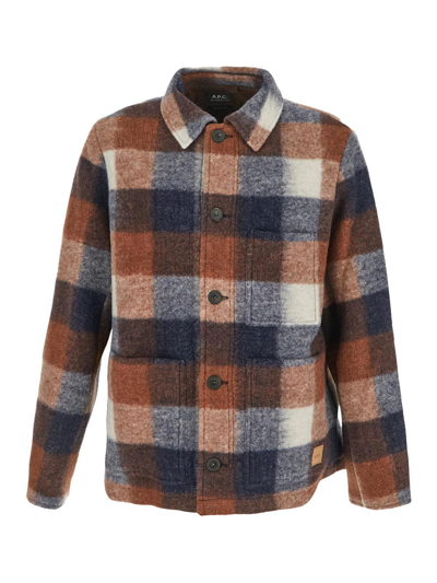 Apc A.p.c. Emile Felted Overshirt In Multicolor