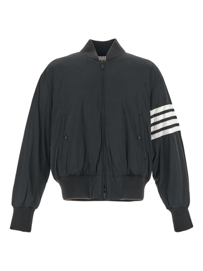 Thom Browne 4-bar Detail Bomber Jacket In Grey