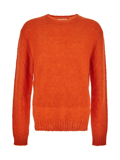 Jil Sander Crew Neck Sweater In Orange