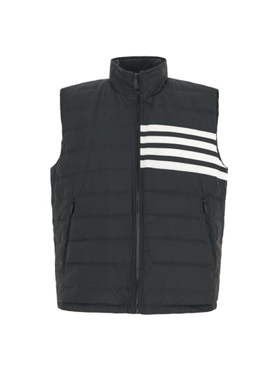 Thom Browne Stripe-detail Padded Gilet In Grey