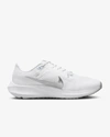 NIKE WOMEN'S PEGASUS 40 ROAD RUNNING SHOES IN WHITE/PURE PLATINUM/METALLIC SILVER