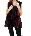 Love Token Cyrus Genuine Real Rex Rabbit Fur Collarless Vest In Wine Combo In Multi