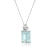 ROSS-SIMONS AQUAMARINE PENDANT NECKLACE WITH DIAMOND ACCENTS IN 14KT WHITE GOLD