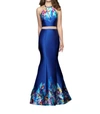 MADISON JAMES 2PC MIKADO GOWN IN ROYAL