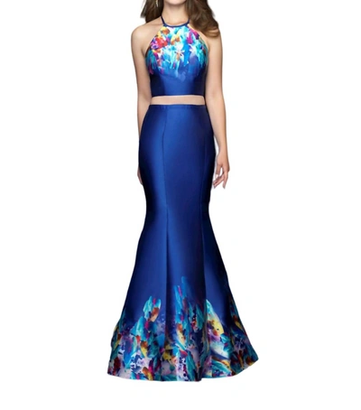Madison James 2pc Mikado Gown In Royal In Blue