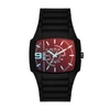 DIESEL MEN'S THREE-HAND, BLACK SILICONE AND STAINLESS STEEL WATCH