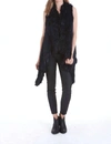 LOVE TOKEN QUINN FUR VEST IN NAVY