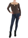MOON RIVER WOMENS HARDWARE RIBBED PULLOVER SWEATER