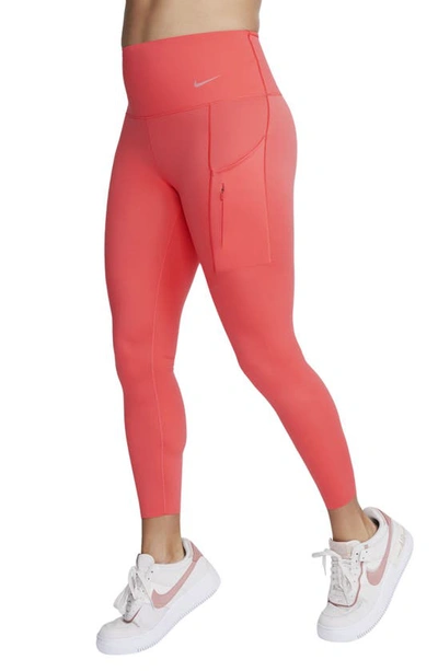 Nike Women's Go Firm-support High-waisted 7/8 Leggings With Pockets In Red