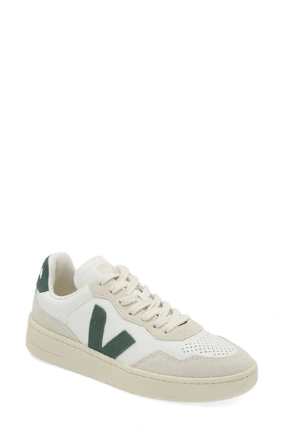 Veja V-10 Suede-trim Sneaker In White