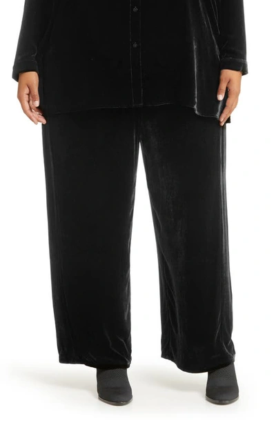 Eileen Fisher Velvet Wide-leg Trouser In Nocturne In Black