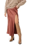 Sophie Rue Manhattan Satin Maxi Skirt In Rust