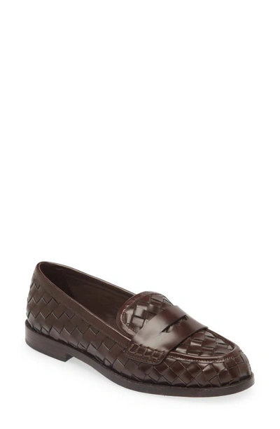 Loeffler Randall Rachel Woven Leather Loafers Espresso 7.5