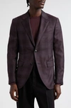 Zegna Men's Wool-blend Plaid Sport Coat In Aubergine