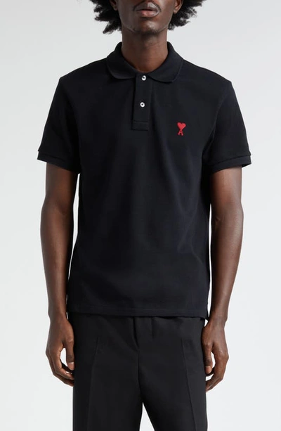 Ami Alexandre Mattiussi Ami De Caur Polo Shirt In Black