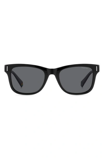 Polaroid 51mm Polarized Square Sunglasses In Black/ Grey Polarized