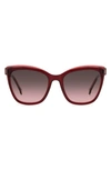 Carolina Herrera 55mm Cat Eye Sunglasses In Burgundy Red/ Brown Pink Grad