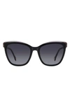 Carolina Herrera 55mm Cat Eye Sunglasses In Black Nude/ Grey Shaded