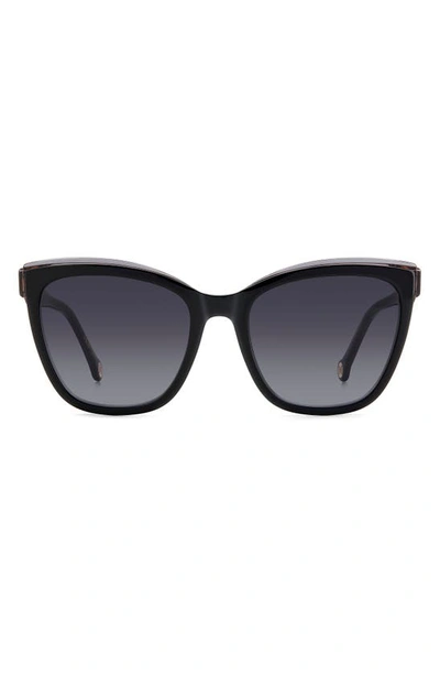 Carolina Herrera 55mm Cat Eye Sunglasses In Black Nude/ Grey Shaded