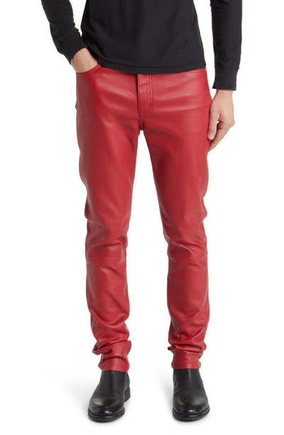 Monfrere Men's Greyson Leather Mid-rise Skinny Jeans In Scarlet Leather