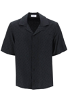 Off-white Logo-jacquard Camp-collar Shirt In Black No Color (black)