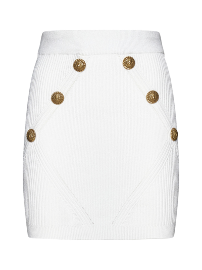 Balmain Women Knitted Skirt With Buttons In White