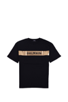 Balmain Laminated-logo Cotton T-shirt In Back