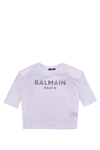 BALMAIN T-SHIRT WITH LOGO RHINESTONE