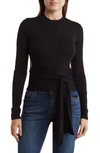 Go Couture Long Sleeve Wrap Top In Black