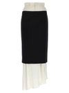 MM6 MAISON MARGIELA DOUBLE LAYER MIDI SKIRT SKIRTS WHITE/BLACK