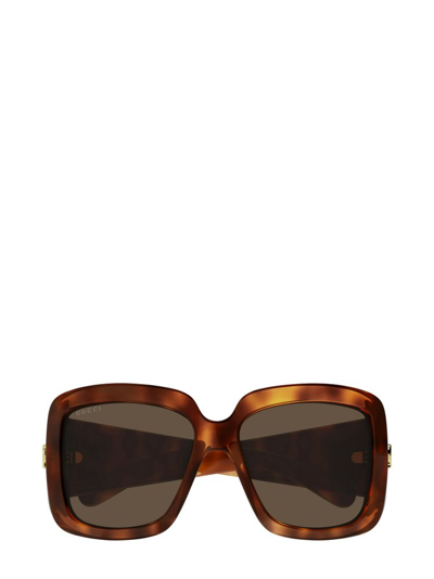 Gucci Eyewear Square Frame Sunglasses In Havana Havana Brown