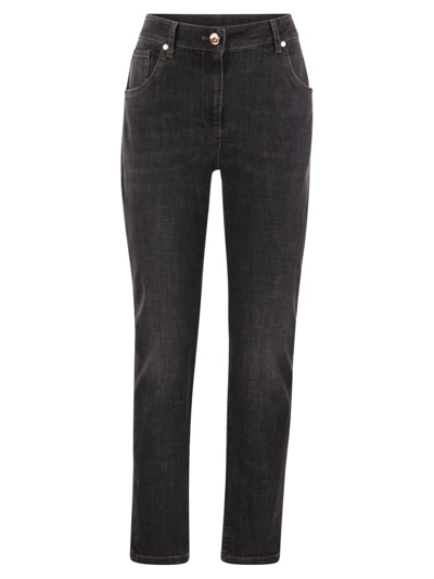 Brunello Cucinelli Faded Effect Skinny Jeans In Black