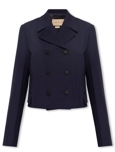 Gucci Cropped Jacket In Blue