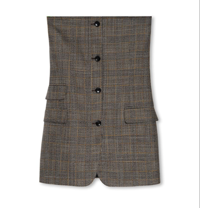 Gucci Check Buttoned Sleeveless Dress In Grey