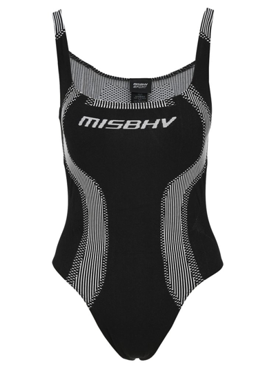 Misbhv Logo Detailed Sleeveless Bodysuit In Black/white