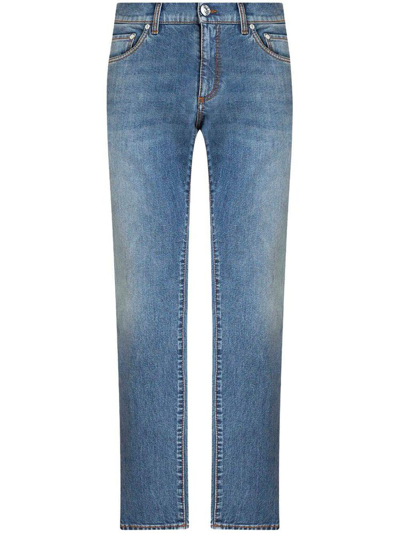 Etro Logo-embroidered Straight-leg Jeans In Blue