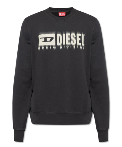 Diesel Logo Printed Crewneck Sweatshirt In Grey
