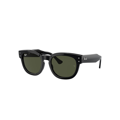 Ray Ban Mega Hawkeye Sunglasses Black Frame Green Lenses 53-21 In Schwarz
