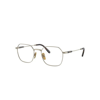 Ray Ban Jim Titanium Optics Eyeglasses Gold Frame Clear Lenses Polarized 53-20