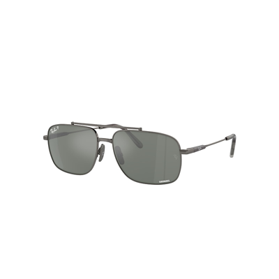 Ray Ban Michael Titanium Sunglasses Gunmetal Frame Silver Lenses Polarized 59-15