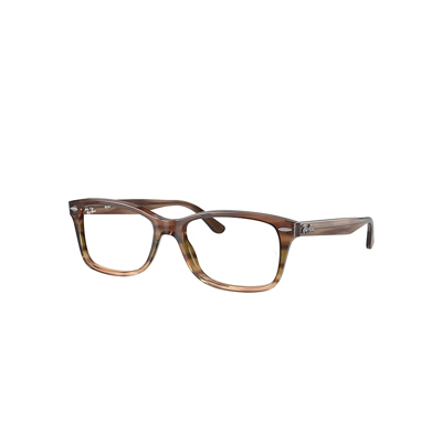 Ray Ban Rb5428 Optics Eyeglasses Striped Brown Frame Demo Lens Lenses Polarized 55-17