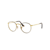 RAY BAN ROUND METAL OPTICS EYEGLASSES GOLD FRAME CLEAR LENSES 53-21