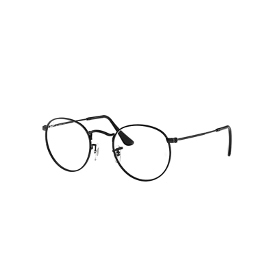 Ray Ban Round Metal Optics Eyeglasses Black Frame Clear Lenses 53-21