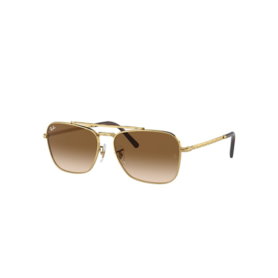 Ray Ban New Caravan Sunglasses Gold Frame Brown Lenses 58-15