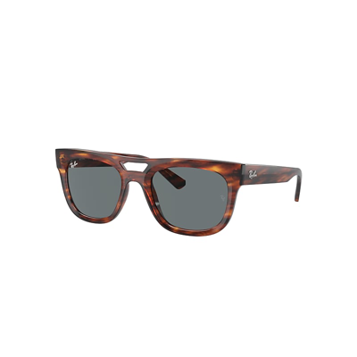 Ray Ban Phil Bio-based Sunglasses Striped Havana Frame Blue Lenses 54-21 In Havana Gestreift