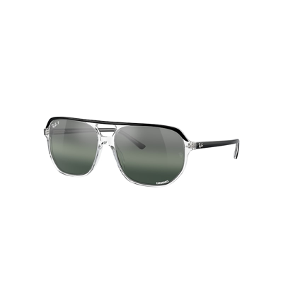 Ray Ban Bill One Sunglasses Black On Transparent Frame Silver Lenses Polarized 60-16