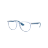 RAY BAN ERIKA OPTICS EYEGLASSES LIGHT BLUE FRAME CLEAR LENSES POLARIZED 51-18