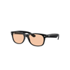 Ray Ban New Wayfarer Washed Lenses Sunglasses Black Frame Pink Lenses 55-18 In Black