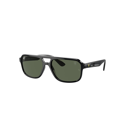 Ray Ban Rb4414m Scuderia Ferrari Collection Sunglasses Black Frame Green Lenses 58-17 In Schwarz