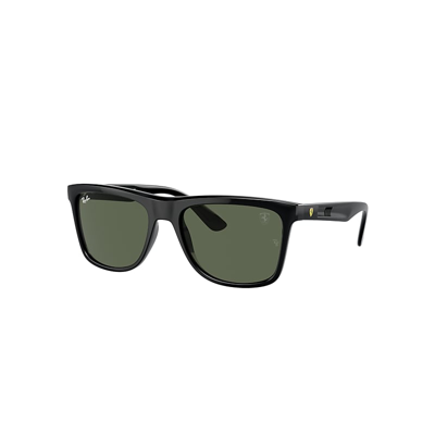 RAY BAN SUNGLASSES UNISEX RB4413M SCUDERIA FERRARI COLLECTION - BLACK FRAME GREEN LENSES 57-19